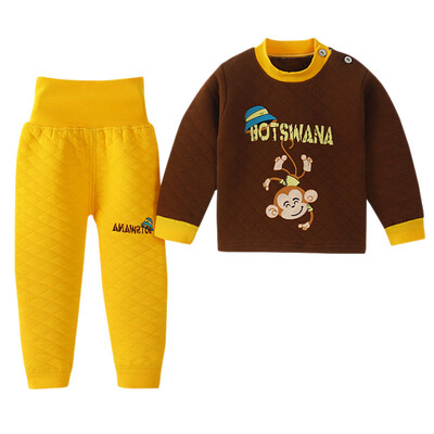 

Kids Boys Girls Thermal Underwear Set Girls Pajamas Cute Cartoon Printed T-shirt Tops Pants For Toddler Kid