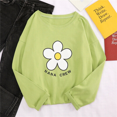 

Casual Women T-Shirt Sweet Loose T Shirt Autumn Tops O-Neck Long Sleeve Printed T-shirt