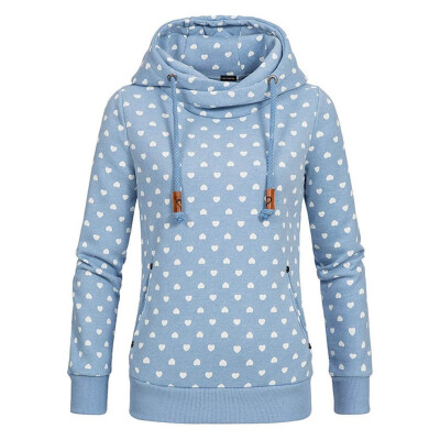 

Women Hoodie Long Sleeve Heart Print Hooded Sweatshirt Loose