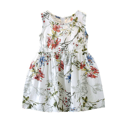 

Summer Baby Girls Casual Dress Sleeveless Floral Pattern Cotton Dress Kids Toddler Princess Sundress