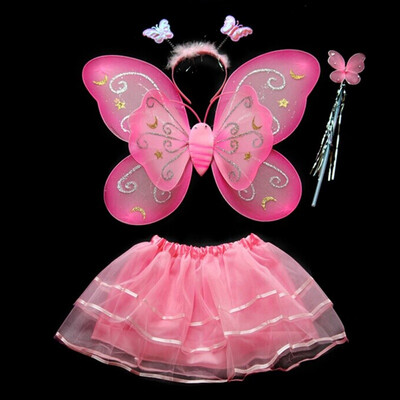 

Butterfly Wing Wand Headband Tutu Skirt Cosplay Costume For Fairy Girl Kid 6475