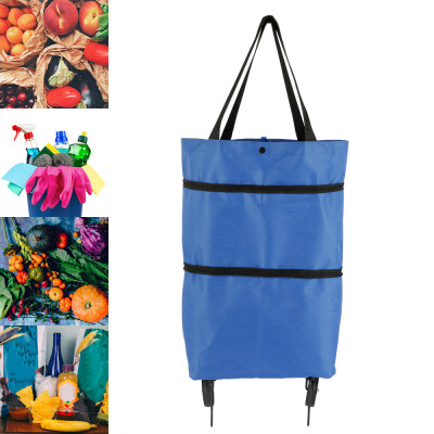 

Portable Foldable Tug Shopping Bag Large Nylon Waterproof Tearproof Environmental Reusable Bags