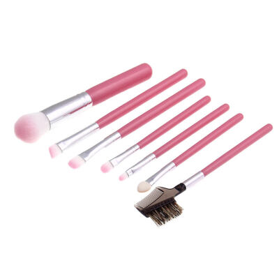 

7Pcs Travel Wood Handle Foundation Blusher Eyeshadow Face Eye Makeup Brushes Set