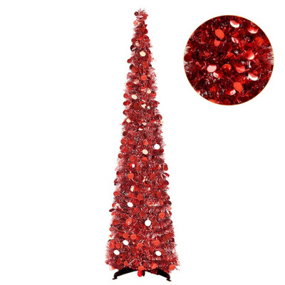 

Collapsible Christmas Artificial Christmas Tree 5FT Popup Sequin Tinsel Christmas Tree With Stand Christmas Decorations