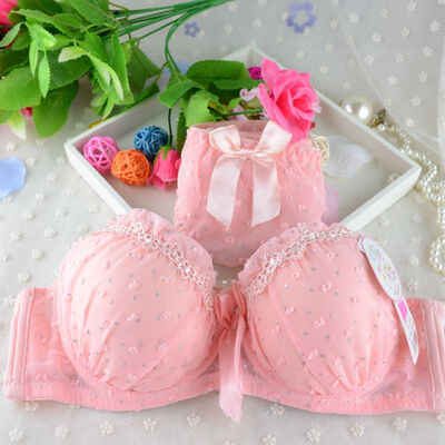 

Sexy Lingerie Elegant 34 Cup Bra Panty Dot Lace Women Underwear Set Push Up Bra Set