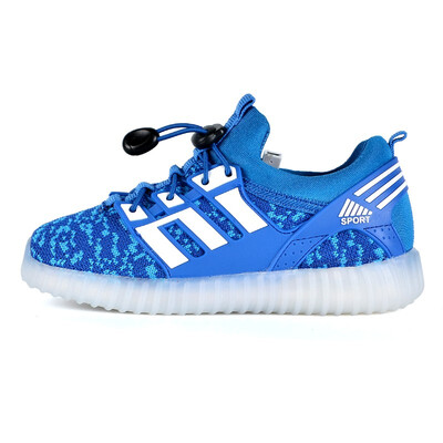 

Muti Flash Mode Kids Light Up Shoes Breathable Mesh Boys Girls Glowing Shoes Fashion Striped Children Luminous Sneakers
