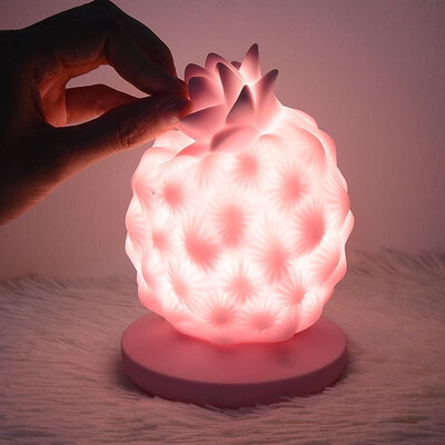 

USB charging three files dimming pineapple night light childrens bedroom bedside lamp led fruit touch silicone pat light