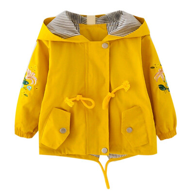 

Baby Girl Cute Outerwear Embroidery Flower Print Casual Autumn Hoodie Zipper Sweatshirt Kids Coat Outfits New