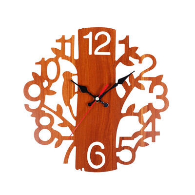 

Gobestart Tree Shaped Hollow Wooden Wall Clock Decorative Clock Numerals Quartz Clock