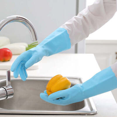 

1 Pair Eco-friendly PVC Household Gloves Non-Slip Swirl Grip Gloves for Kitchen Dishwashing Laundry Cleaning