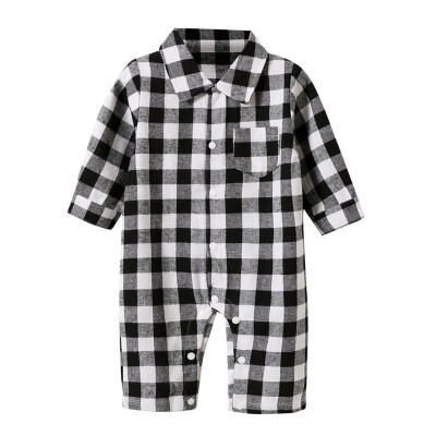 

Baby Boy Romper Autumn Casual Infant Plaid Print Long Sleeve Children Jumpsuit Outfits for Boys