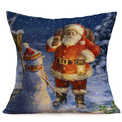 

〖Follure〗Merry Christmas Linen Santa Pillow Cases Sofa Cushion Cover Home Decoration