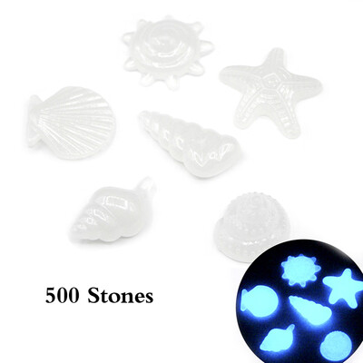 

500pcsBag Glow in Dark Stone DIY Home Decor Luminous Pebbles Colorful Sea Conch Shell Starfish Rocks for Aquarium Fish Tank