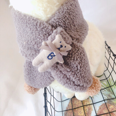 

Warm Children Unisex Autumn Winter Fashion Casual All-match Warm Cute Plush Bear Decoration Lambskin Scarf