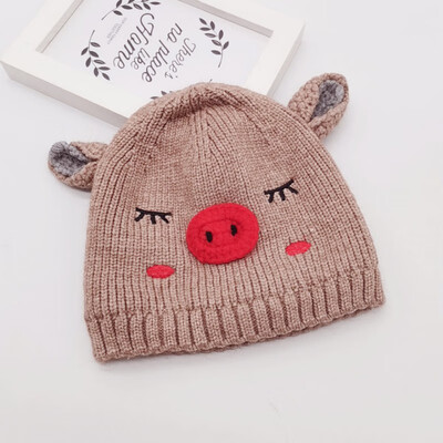 

Baby Hat Winter Newborn Cute Warm Kids Girls Boys Baby Cartoon Print Hats Knitted Wool Caps With Ear