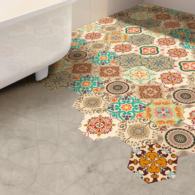 

Gobestart Self Adhesive Tile Art Floor Wall Decal Sticker DIY Kitchen Bathroom Decor Vinyl