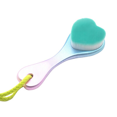 

Heart-shape Facial Cleansing Brush Lectroplated Grinding Handle Fiber Bristles Face Washing Brush Portable 3D Face Cleaning