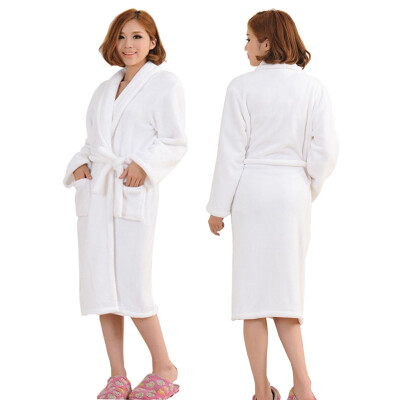 

ETOSELL Flannel Women Men Sleepwear Robe Thicken Warm Winter Shower Spa Robes Bath Bathrobe Sleep Nightgown Couple Dressing Gown