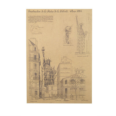 

Retro Kraft Paper Statue of Liberty Art Wall Decor Poster Wall Painting for Living Room Home Decoration