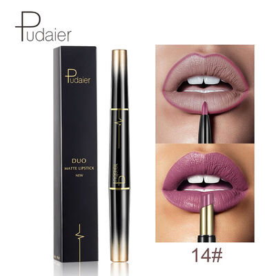 

Pudaier 2 in 1 16 Color New Double Ended Sexy Lasting Matte Lipstick Waterproof Lipliner Lipstick Pencil