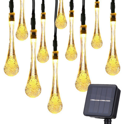 

Solar Powered Water Drop LED Light String Waterproof Fairy String Light for Indoor Outdoor Home Garden Patio Holiday Wedding Par
