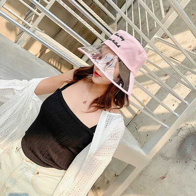 

Transparent Hat Womens summer Korean version take all kinds of Yuansu plastic net red fishermans hat sunscreen Sun Beach Hat
