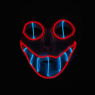 

Halloween Ghost Mask Dance Party And Ba Plastic Gorgeous Color EL Cold Light Party Luminous Mask Cosplay Costume Decor Supplies