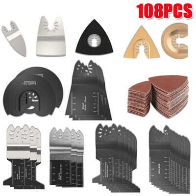

108Pcs Multifunctional Woodworking Cutting&Polishing Set Universal Saw Blades Power Oscillating Tool Blades