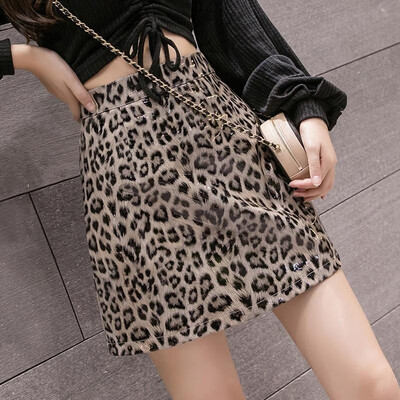 

Women Skirt PU Patent Leather Wet Look Leopard Print High Waist A-Line Mini Pencil Bandage Cool Street Wear
