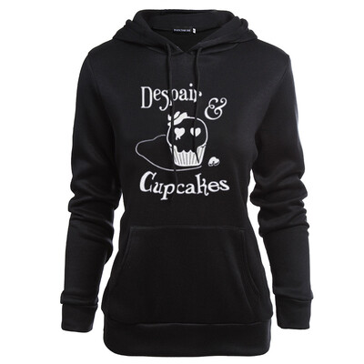 

Halloween Hoodie Casual Long Sleeve Letter Printed Despair Cupcakes Hoody Sweatshirt Cute Funny Pullover Hoodie