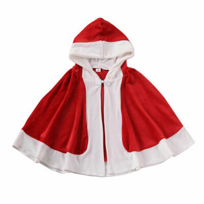 

Kids Girls Hooded Velvet Christmas Cape Cloak Fancy Dress Robe Xmas Costume Coat
