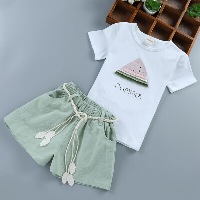 

Summer Baby Girls Clothes Set ChildrenS Clothing Fruit T-Shirt Shorts Suit Clothing Set Girls Suits