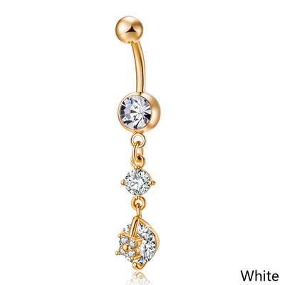 

Women s Hollow Heart Zircon Belly Button Navel Ring Surgical Steel Belly Studs