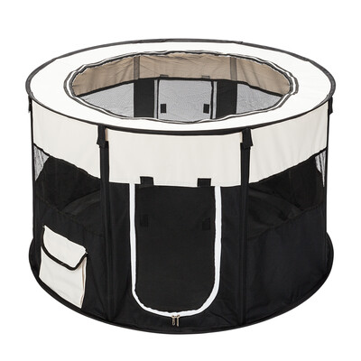 

HOBBYZOO 45" Circular Portable Foldable 600D Oxford Cloth & Mesh Pet Playpen Fence with Eight Panels Black