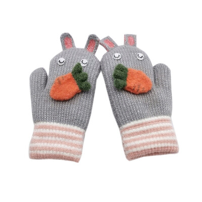 

Baby Gloves Winter Cute Cartoon Knit Wool Newborn Mittens Velvet Thick Childrens Kids Keep Finger Warm