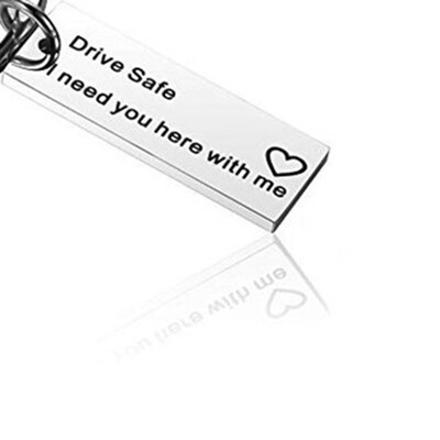 

New Women Men Drive Safe Engraving Letter Bar Pendant Necklace