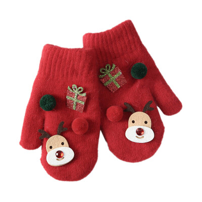 

Baby Gloves Christmas Winter Toddler Baby Thicken Girls Boys Full Finger Warm Knitted Mittens Cartoon Pattern Gloves