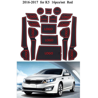 

16pcsset Car Door Slots Non-slip Pad Decor Cup Holder Gate Groove Mat Replacement For KIA K5 2016-2017