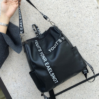 

Fashion Letter Women Backpack High Quality PU Leather Backpacks Teenage Girls School Shoulder Bag Youth Bagpack