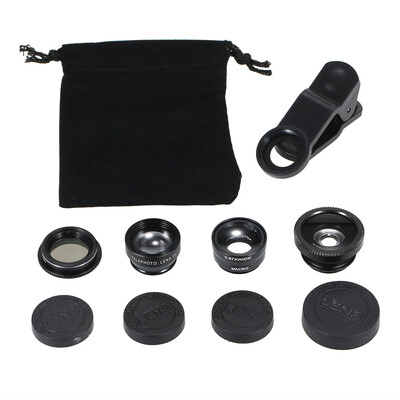 

Universal Mobile Phone Lens 5 in 1 Fish Eye Wide Angle Macro 2X Teleconverter CPL Lens Detachable Clip-on Camera Lens Kit