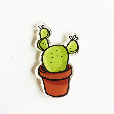 

1 PCS Cute Icon Cactus Succulent plants Acrylic Pin Badge Cartoon Icons Backpack Decoration Badges