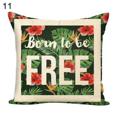 

Letters Flower Green Plants Square Pillow Case Cushion Cover Sofa Bed Car Decor
