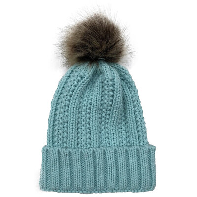 

Women Winter Warm Chunky Knitted Crochet Beanie Hat Fur Pom Ball Ski Cap Outdoor