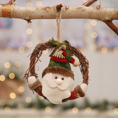 

Xmas Home Decor Natural Rattan Wreath Santa Snowman Elk Wreath Crafts Happy Christmas Decoration Spring Wedding Wreath