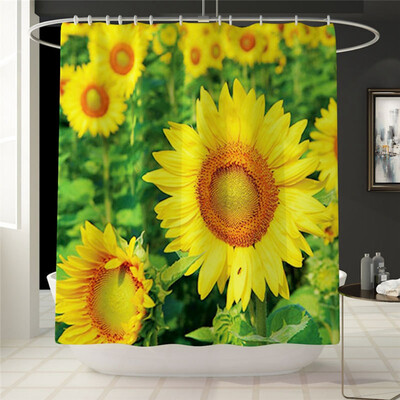 

New Bathroom Shower Curtain Sunflowers Durable Waterproof Fabric Bathroom Curtain