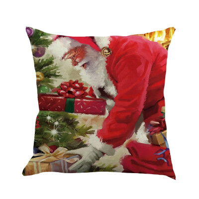 

Tailored 1PC Happy Christmas Pillow Cases Linen Sofa Cushion Cover Home Decor Pillow Case