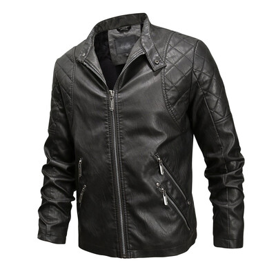 

Toponeto Men Winter Leather Jacket Biker Motorcycle Zipper Long Sleeve Coat Top Blouses