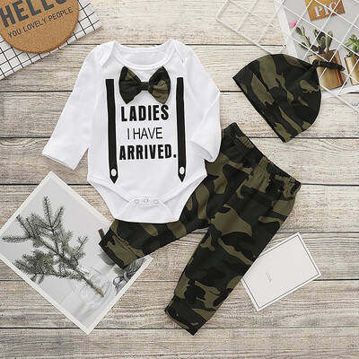

Baby Boy Long Sleeve Letters Print Romper Tops Autumn Floral Trousers Hat Outfits Clothes