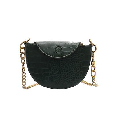 

Tailored Women 2019 New Fashion Shoulder Bag Semi-Circle Saddle Bag Chain Messenger Bag