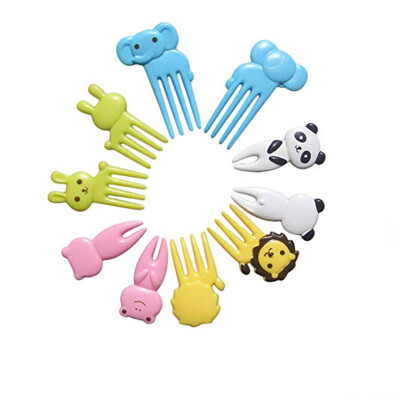 

10pcs Cute Small Cartoon Animal Children Fruit Forks Kids Plastic Bento Home Decor Accessory